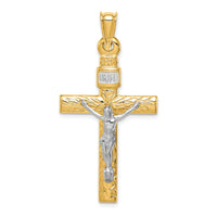 14K Two-Tone w/Rhodium Crucifix Pendant-K6295