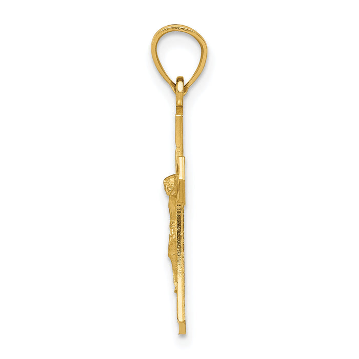 14k Diamond-cut Crucifix Pendant-K6296