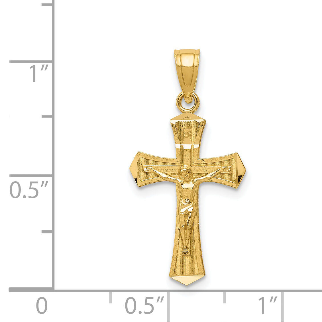 14k Diamond-cut Crucifix Pendant-K6296