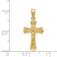 14k Diamond-cut Crucifix Pendant-K6296