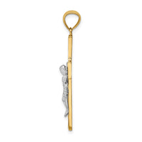 14K Two-Tone Satin Polished D/C Crucifix W/Vines Pendant-K6300