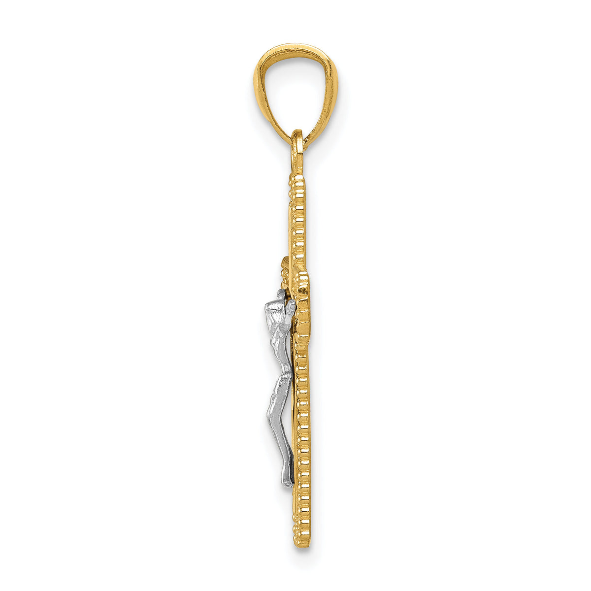 14k Two-tone Polished Crucifix Pendant-K6301