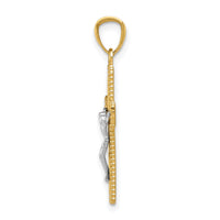 14k Two-tone Polished Crucifix Pendant-K6301