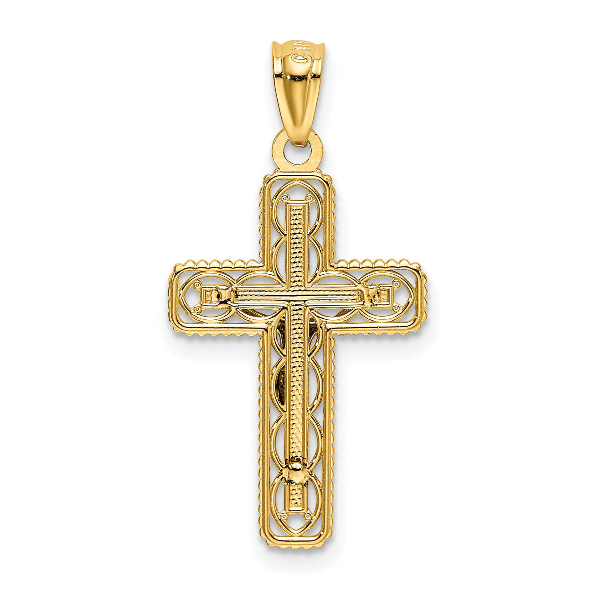 14k Two-tone Polished Crucifix Pendant-K6301