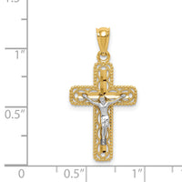14k Two-tone Polished Crucifix Pendant-K6301