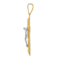 14k Two-tone Diamond-cut Crucifix Pendant-K6302