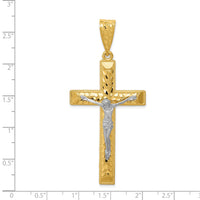 14k Two-tone Diamond-cut Crucifix Pendant-K6302