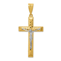 14k Two-tone Diamond-cut Crucifix Pendant-K6302