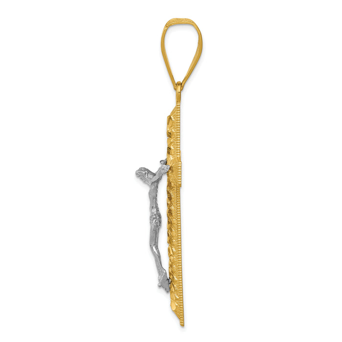 14k Two-tone Diamond-cut Crucifix Pendant-K6303