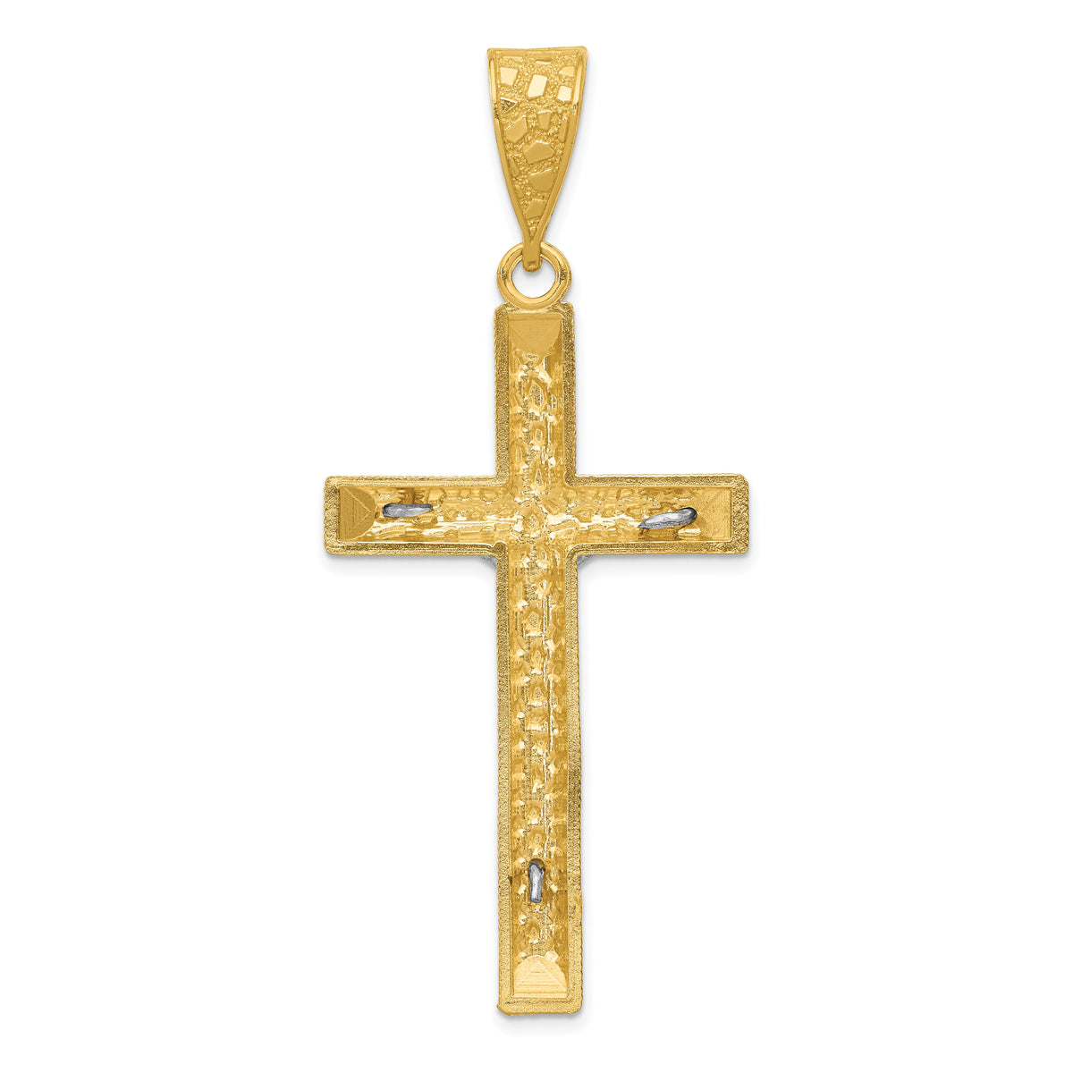 14k Two-tone Diamond-cut Crucifix Pendant-K6303