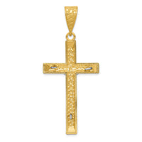 14k Two-tone Diamond-cut Crucifix Pendant-K6303