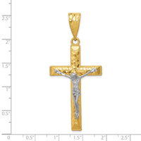 14k Two-tone Diamond-cut Crucifix Pendant-K6303