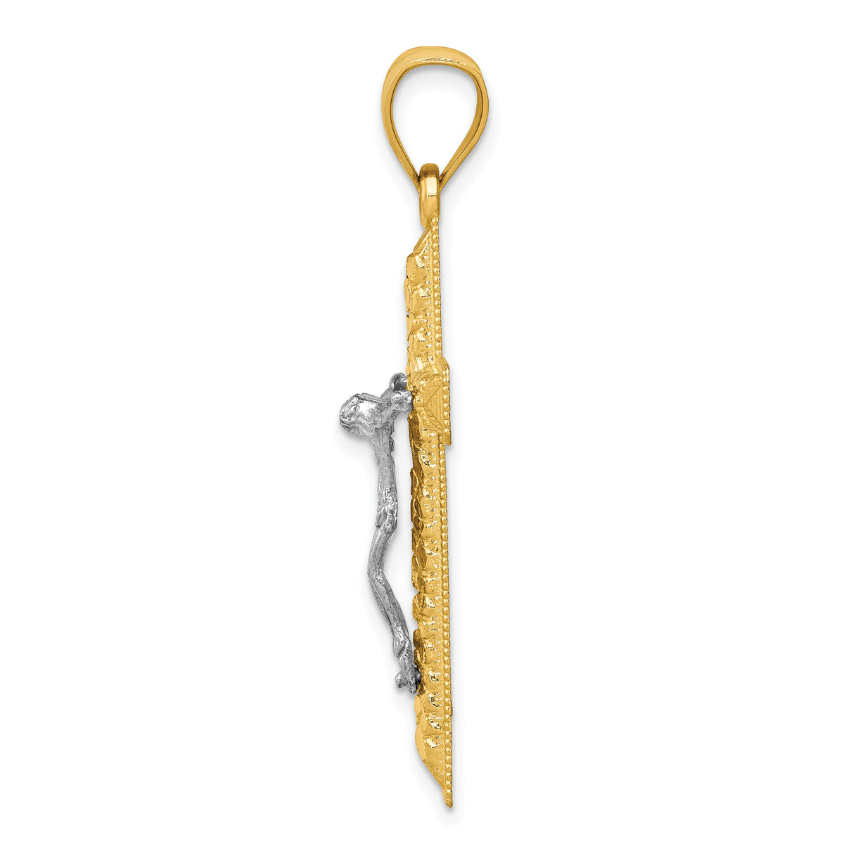 14k Two-tone Diamond Cut Crucifix Pendant-K6304