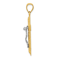 14k Two-tone Diamond Cut Crucifix Pendant-K6304