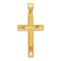 14k Two-tone Diamond Cut Crucifix Pendant-K6304