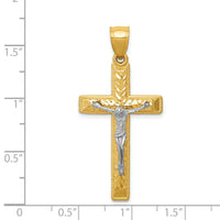14k Two-tone Diamond Cut Crucifix Pendant-K6304