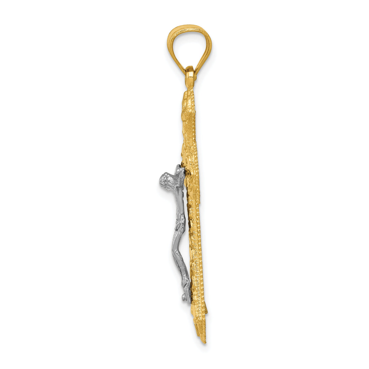 14k Two-tone Diamond-cut Passion Crucifix Pendant-K6305