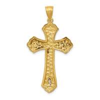 14k Two-tone Diamond-cut Passion Crucifix Pendant-K6305