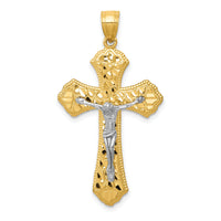 14k Two-tone Diamond-cut Passion Crucifix Pendant-K6305