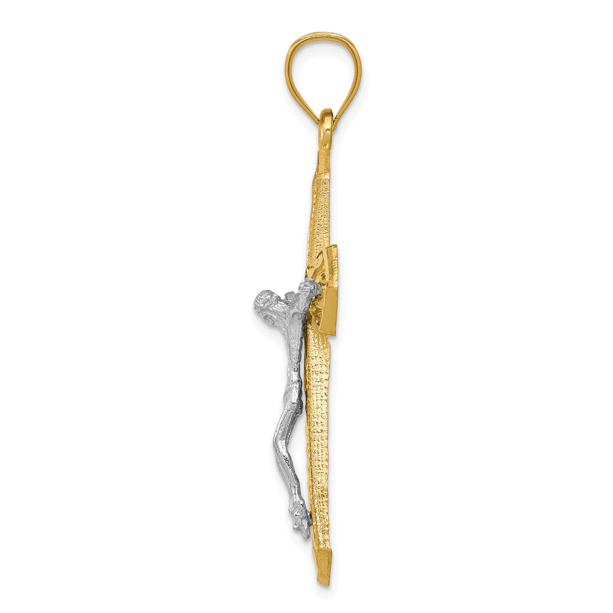 14k Two-tone Diamond-cut Passion Crucifix Pendant-K6313