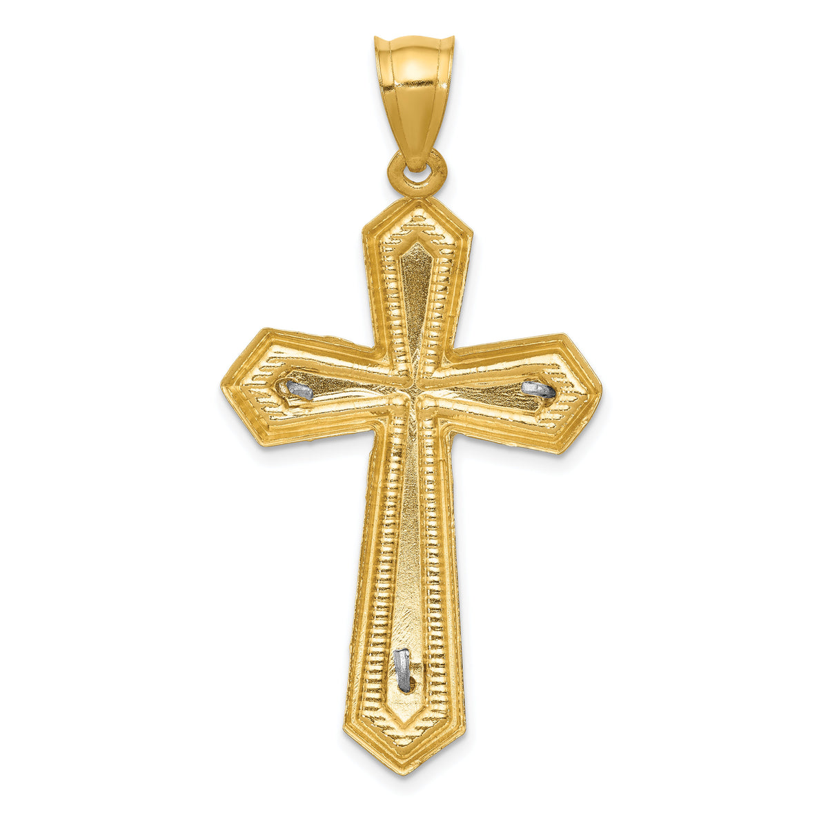 14k Two-tone Diamond-cut Passion Crucifix Pendant-K6313