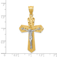 14k Two-tone Diamond-cut Passion Crucifix Pendant-K6313