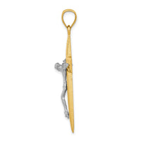 14k Two-tone Diamond-cut Latin Crucifix Pendant-K6314