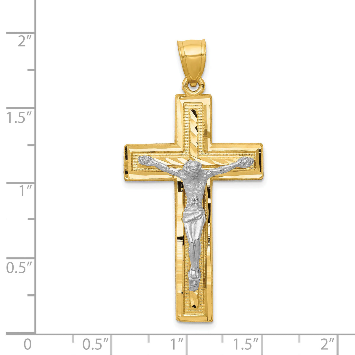 14k Two-tone Diamond-cut Latin Crucifix Pendant-K6314