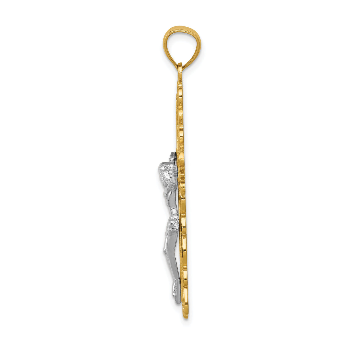 14k Two-tone Crucifix Pendant-K6324