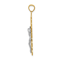 14k Two-tone Crucifix Pendant-K6324