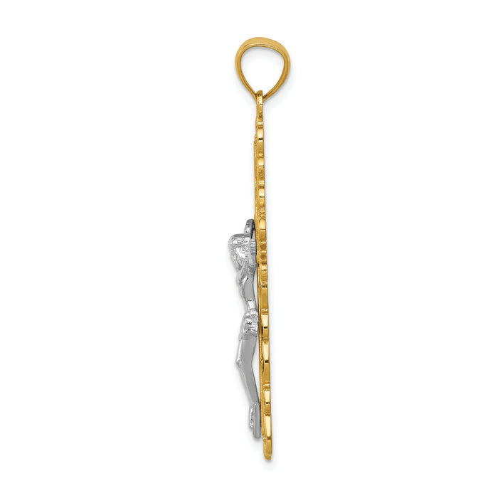 14k Two-tone Crucifix Pendant-K6324