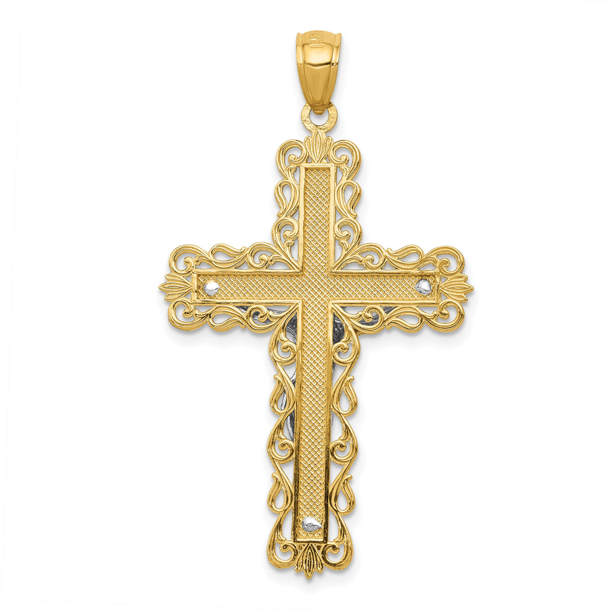 14k Two-tone Crucifix Pendant-K6324