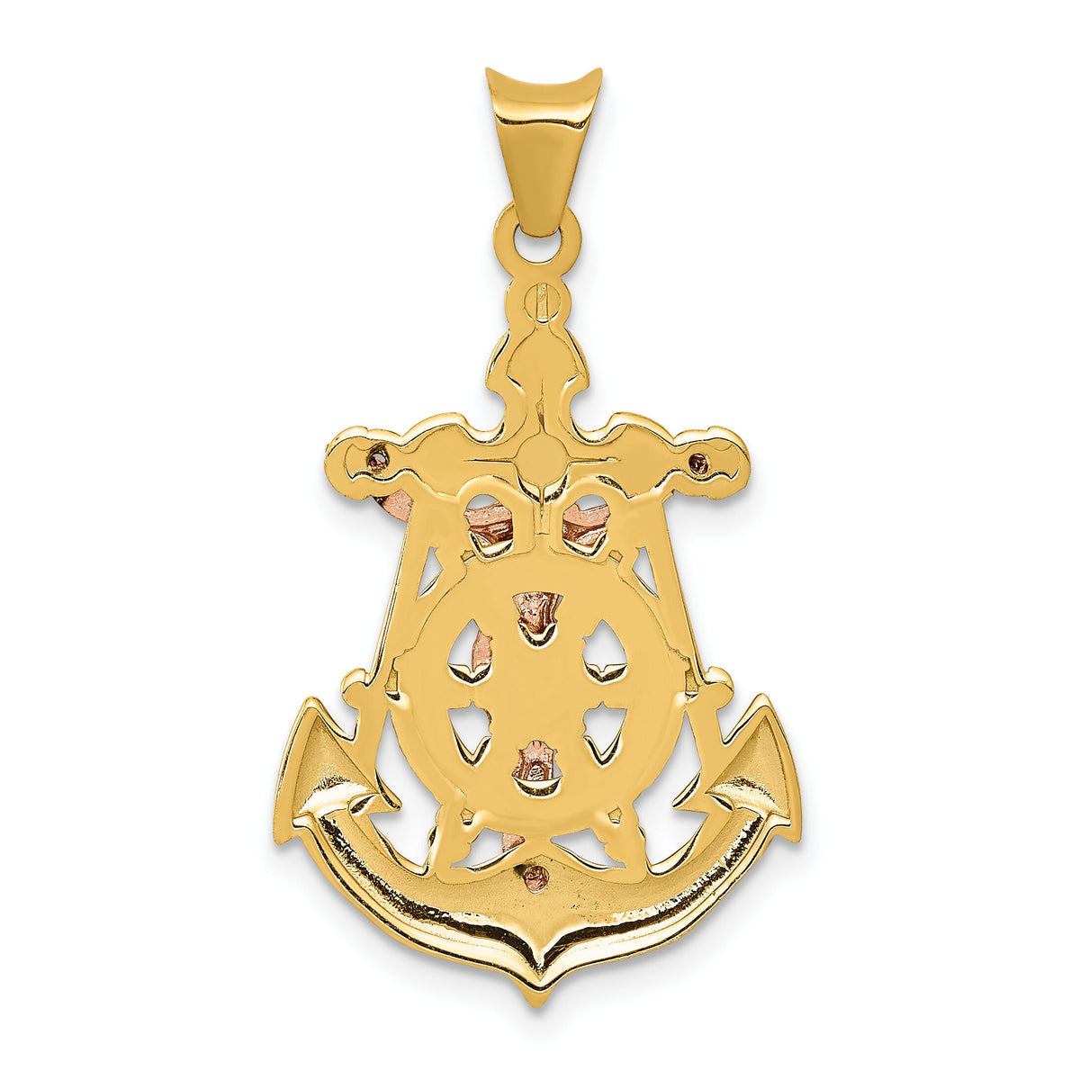 14k Tri-Color Mariner Crucifix Pendant-K6326