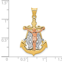 14k Tri-Color Mariner Crucifix Pendant-K6326
