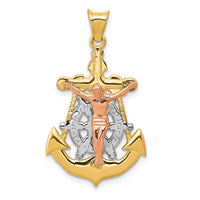 14k Tri-Color Mariner Crucifix Pendant-K6326