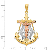 14k Tri-Color Mariner Crucifix Pendant-K6328