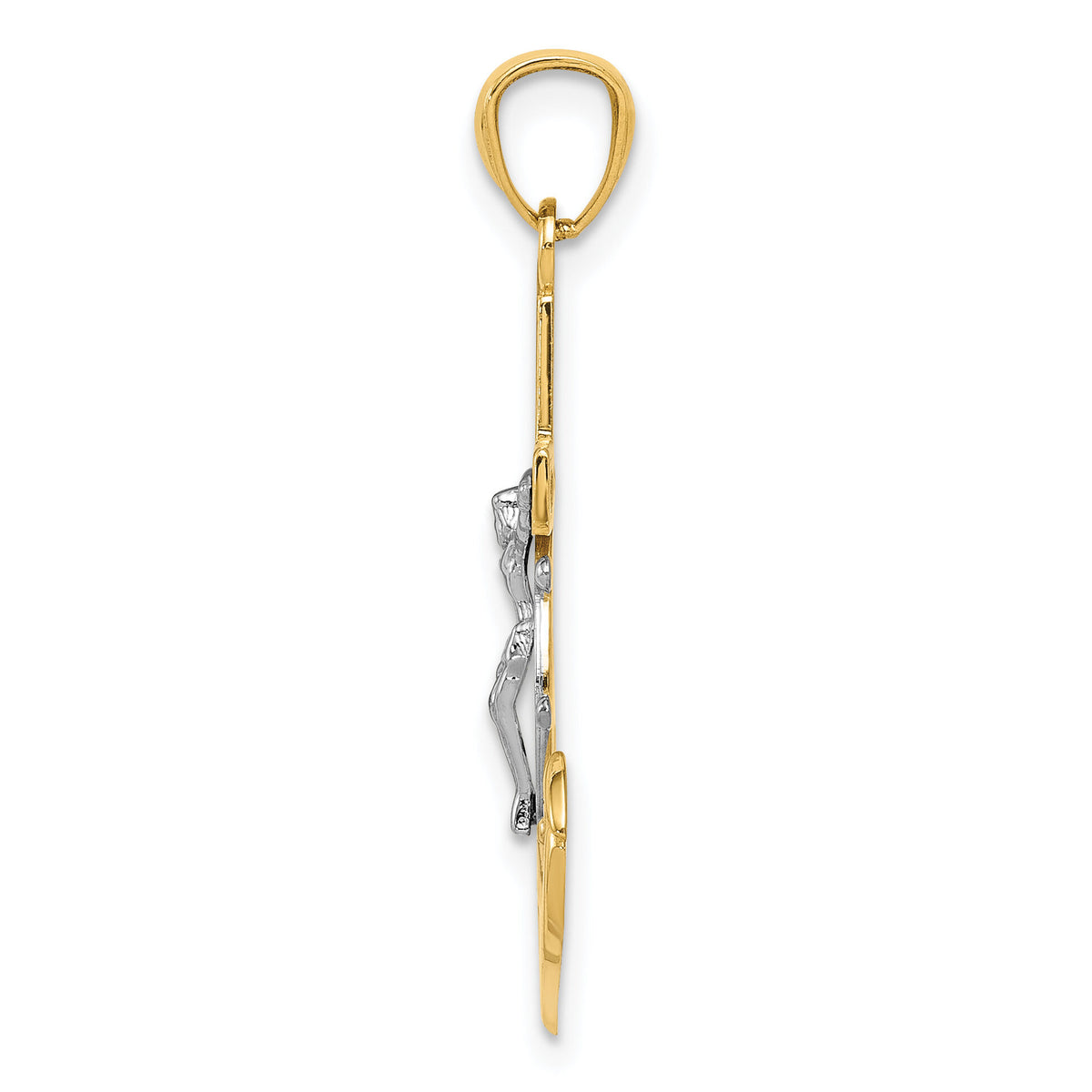 14k w/Rhodium Polished Mariners Crucifix Pendant-K6330
