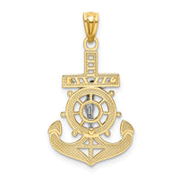 14k w/Rhodium Polished Mariners Crucifix Pendant-K6330