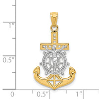 14k w/Rhodium Polished Mariners Crucifix Pendant-K6330