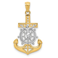14k w/Rhodium Polished Mariners Crucifix Pendant-K6330