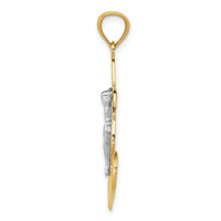 14k w/Rhodium Polished Mariners Crucifix Pendant-K6331