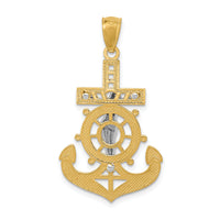 14k w/Rhodium Polished Mariners Crucifix Pendant-K6331