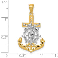 14k w/Rhodium Polished Mariners Crucifix Pendant-K6331