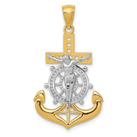 14k w/Rhodium Polished Mariners Crucifix Pendant-K6331