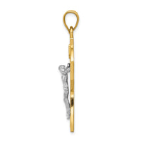 14k Two-tone Polished Celtic INRI Crucifix Pendant-K6333