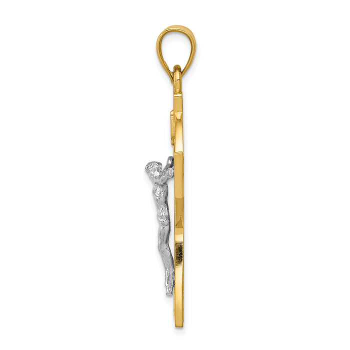 14k Two-tone Polished Celtic INRI Crucifix Pendant-K6333