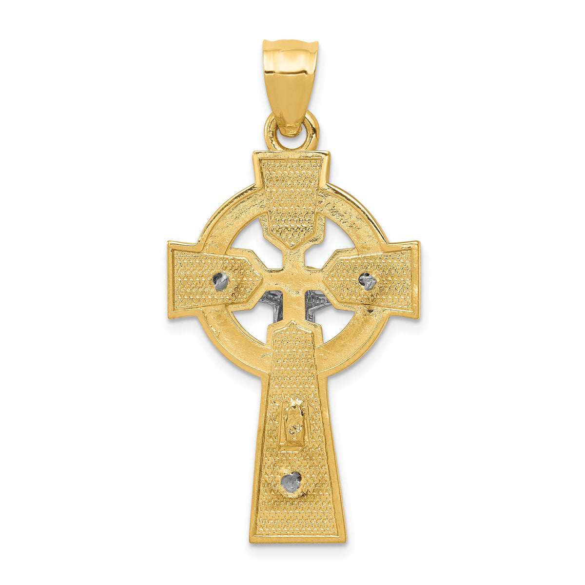 14k Two-tone Polished Celtic INRI Crucifix Pendant-K6333