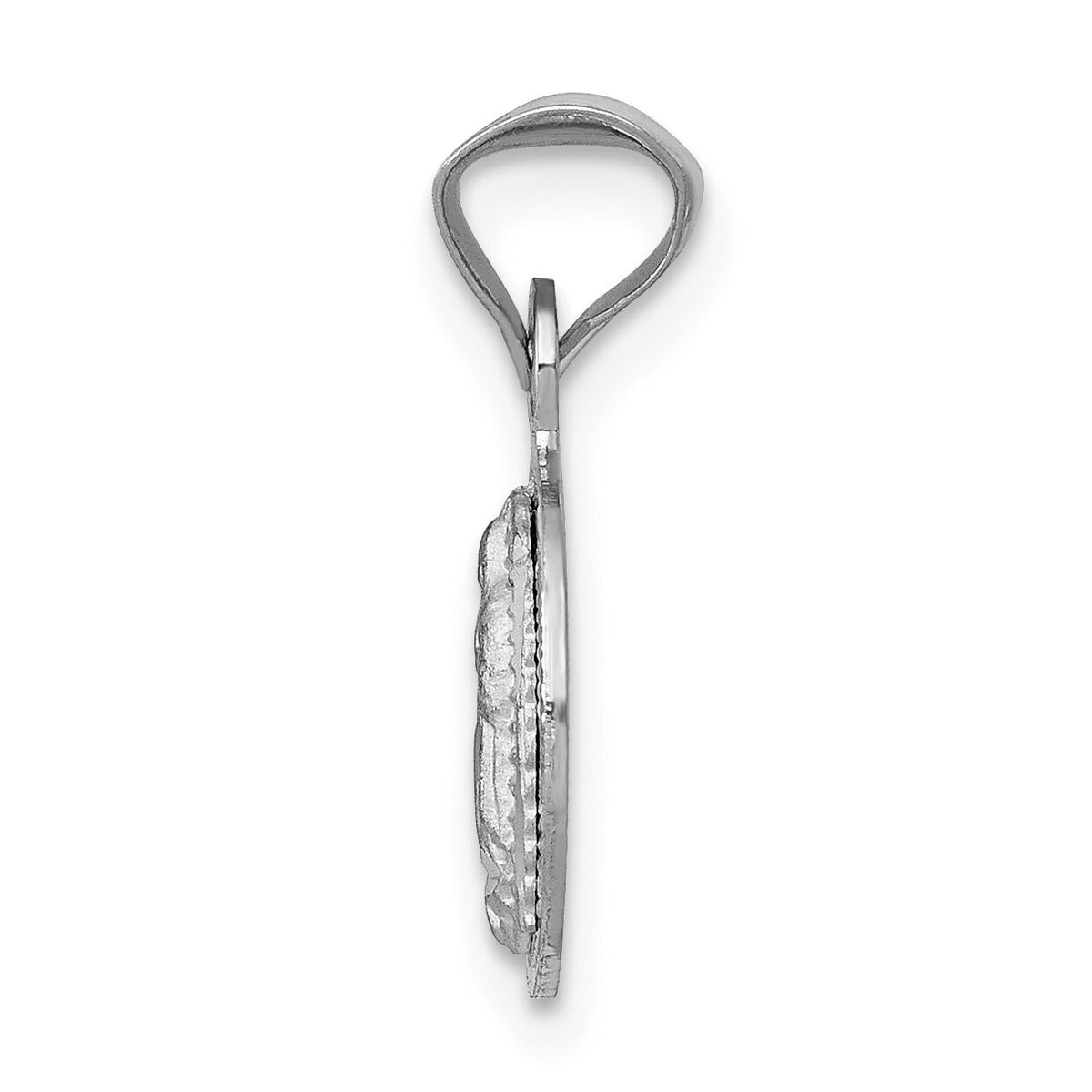 14k White Gold Our Lady of Guadalupe Semi-solid Round Pendant-K6335