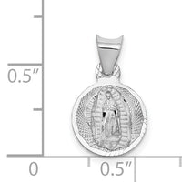 14k White Gold Our Lady of Guadalupe Semi-solid Round Pendant-K6335
