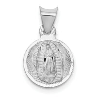 14k White Gold Our Lady of Guadalupe Semi-solid Round Pendant-K6335